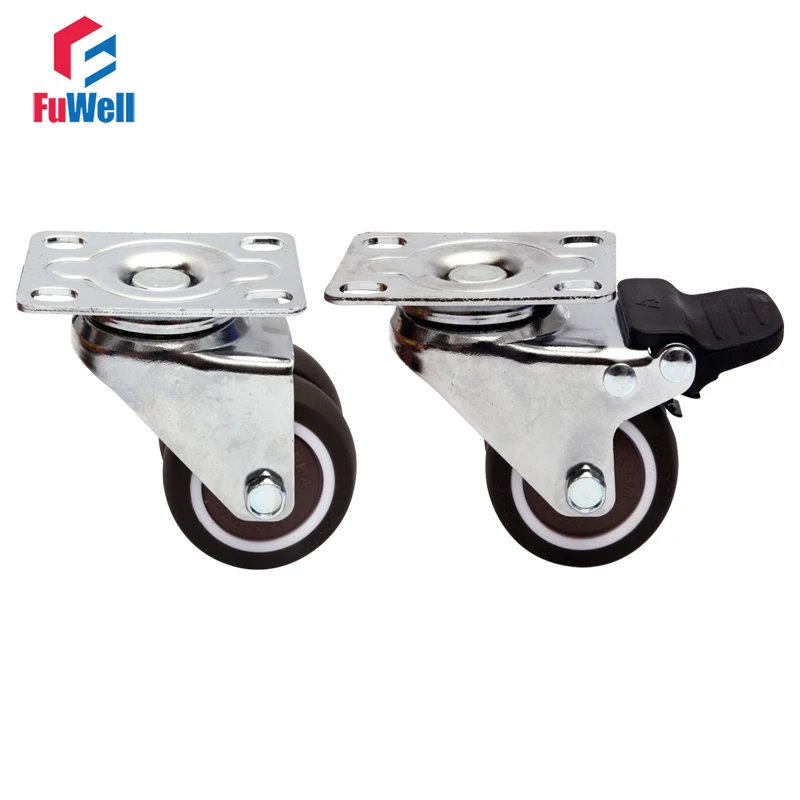 2pcs 1.5/2inch Swivel Furniture Caster Wheels TPE Super Mute Wheel Casters Anti-wrap Bearing Furniture Wheel for Cradle Desk