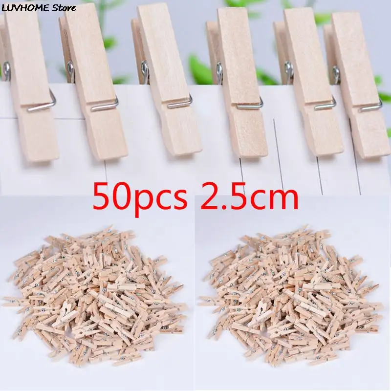 50 Pcs/lot Natural Mini Spring Wood Clips Clothes Photo Paper Peg Pin Clothespin Craft Clips Party Home Decoration Wholesale