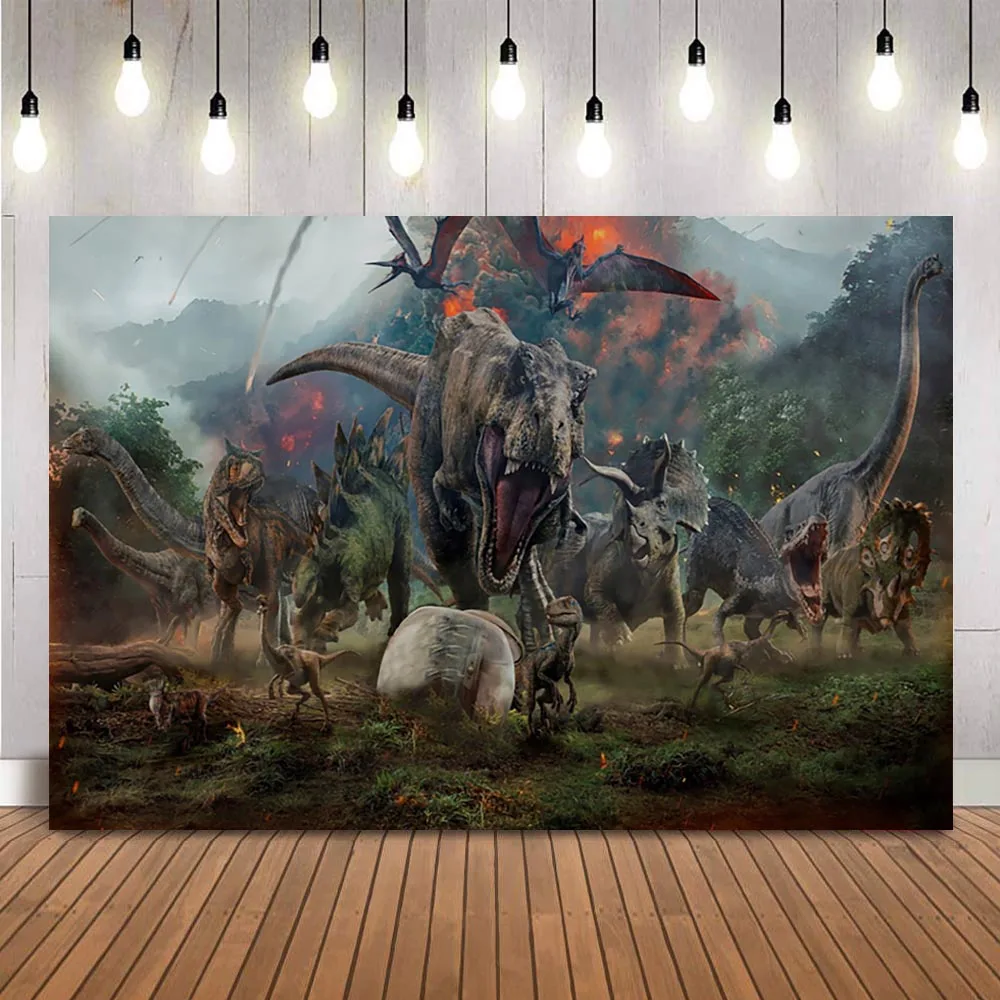 Dinosaur World Party Photography Backdrops Cartoon Wall Background for Photo Birthday Newborn Safari Theme Birthday Party Decor