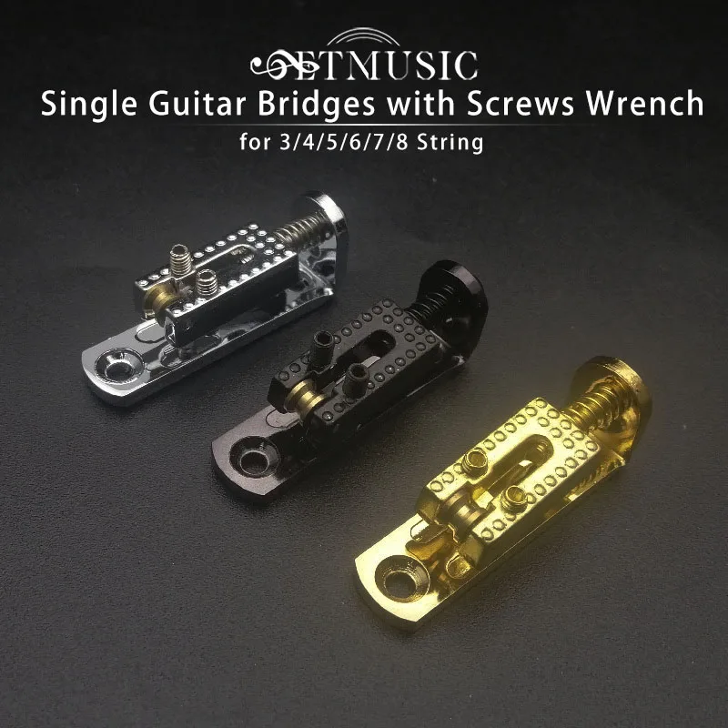 3 String  Solo Single Guitar Bridge with Wrench Screw for 3 String Guitar Cigar Chrome-Gold-Black