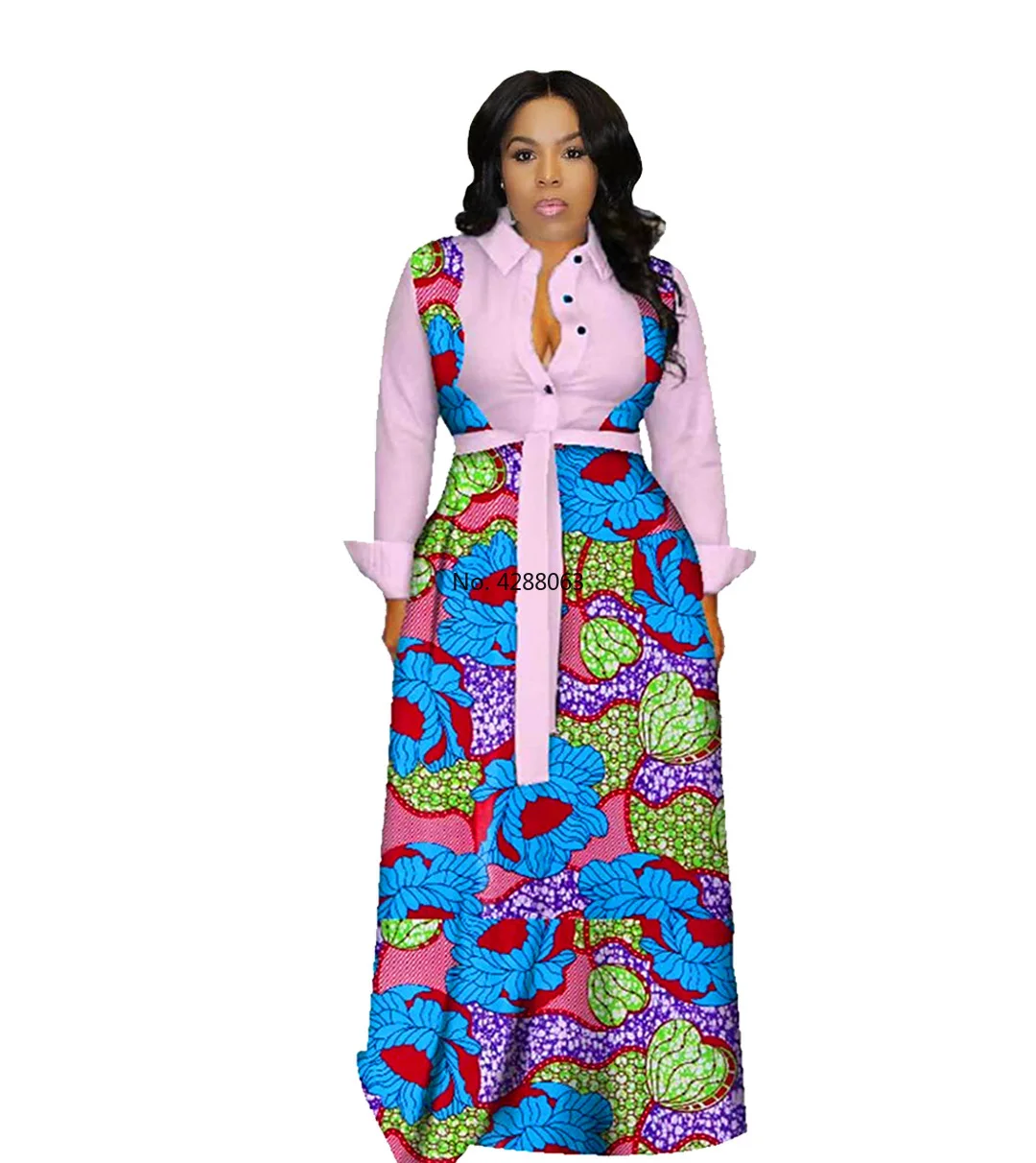 

Polyester Printing African Dresses for Women Autumn African Women Long Sleeve Printing Long Dress Maxi Dress African Clothes