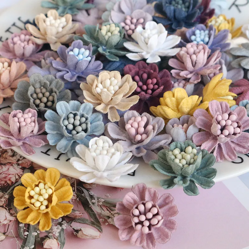 10 Teile/los 2,5 CM Mini Bunte Künstliche Blume Kopf Für DIY Zubehör Kleidung Hüte Schuhe Dekoration Kopfschmuck – Detail 1