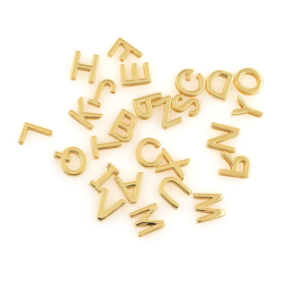 10PCS Shiny Gold Letter Spacer Beads,Gold Bead Charms,Letter Beads,DIY Jewelry Making Accessories 3×6×8mm