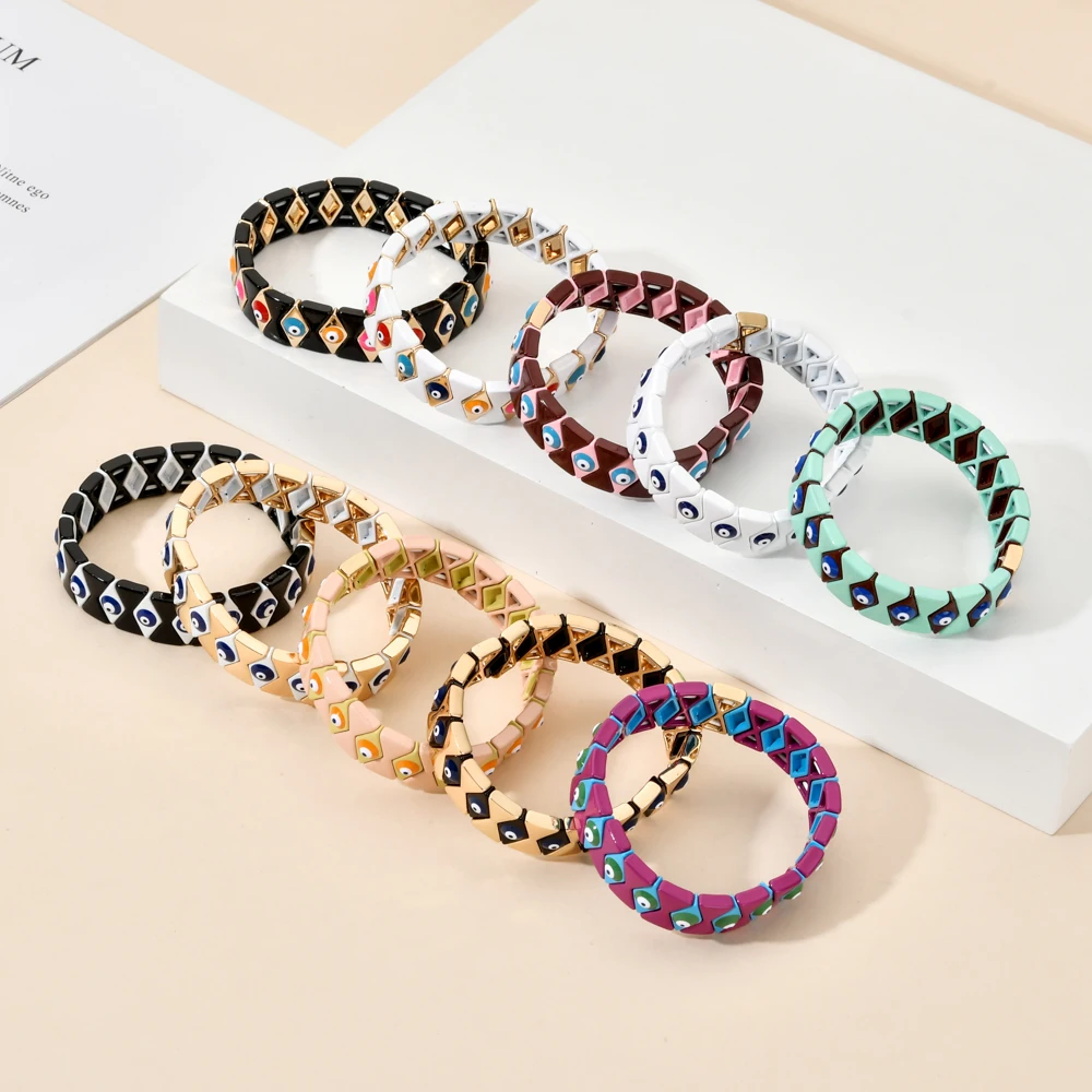 Colorful Enamel Evil Eye Beaded Bracelet Adjustable Jewelry For Women Men Bracelets Pulseras Mujer Handmade Armband