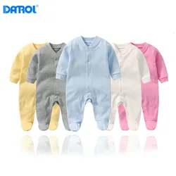 Newborn Baby Long-sleeved Solid Color Jumpsuit Spring And Autumn Cotton Onesies Romper For Baby Girs Boys Winter