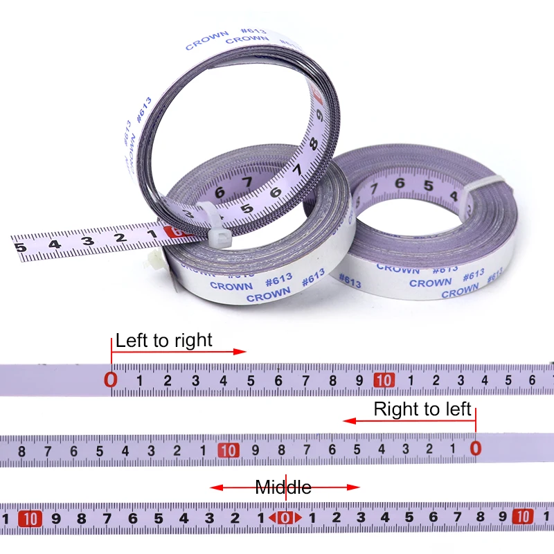 Selbstklebendes Maßband, Stahlband, Lineal, metrische Skala, 1–5 m Länge, für T-Track-Router, Tischkreissäge, Haushaltsmesswerkzeuge – Detail 1