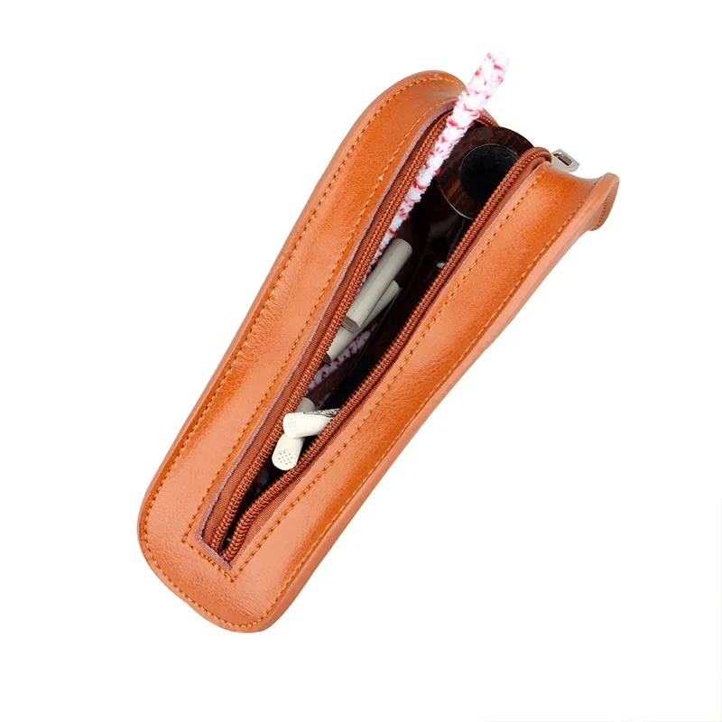 Tobacco Pipe Pouch Bags Portable Travel Genuine Leather Single Smoking Pipe Case Holder For Tobacco Pipe