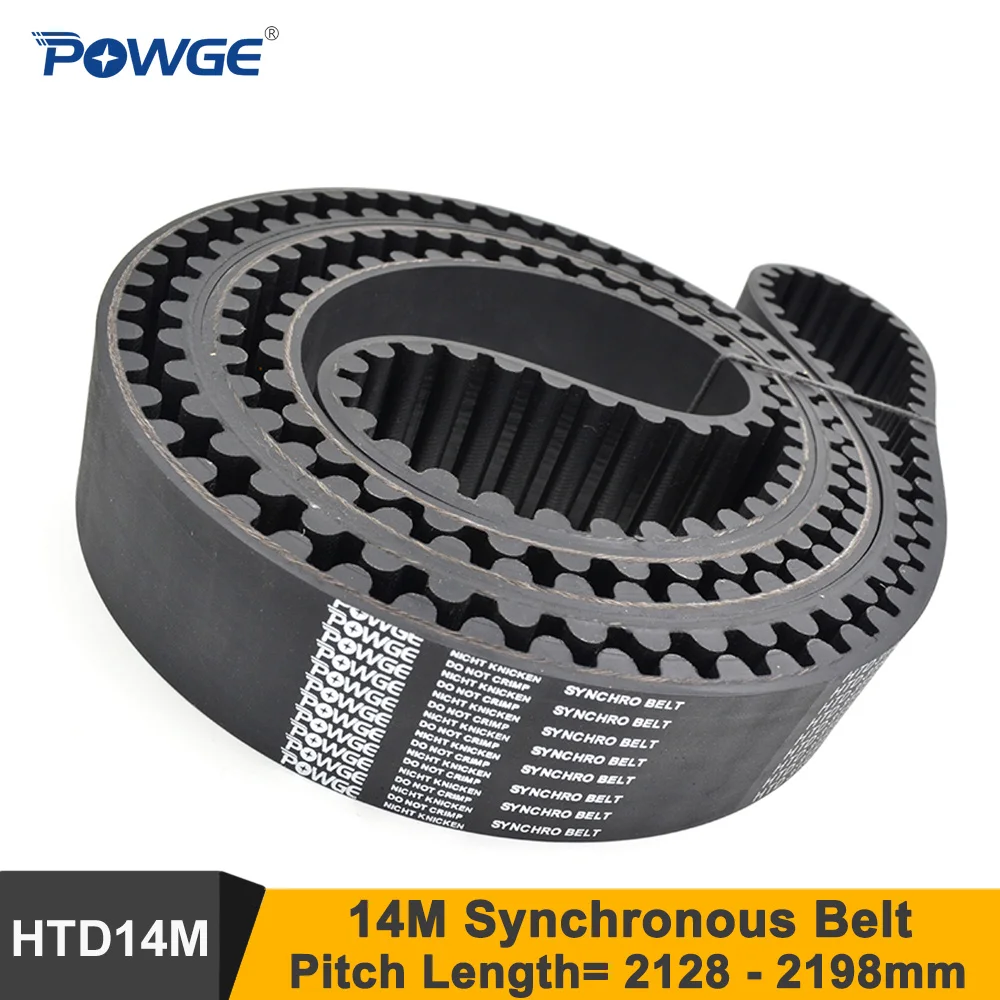 

POWGE 2128 2156 2170 2184 2198 14M Synchronous Belt W=25-50mm HTD14M Timing Pulley 2156-14M 2198-14M Industrial Belt