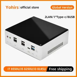 Yohirs-Mini Pc para juegos, ordenador portátil de 10. ª generación, Intel Core i7 10810U 10710U 2 * DDR4 NVME SSD, HDMI2.0 DP 4K 60Hz Nuc, Wifi