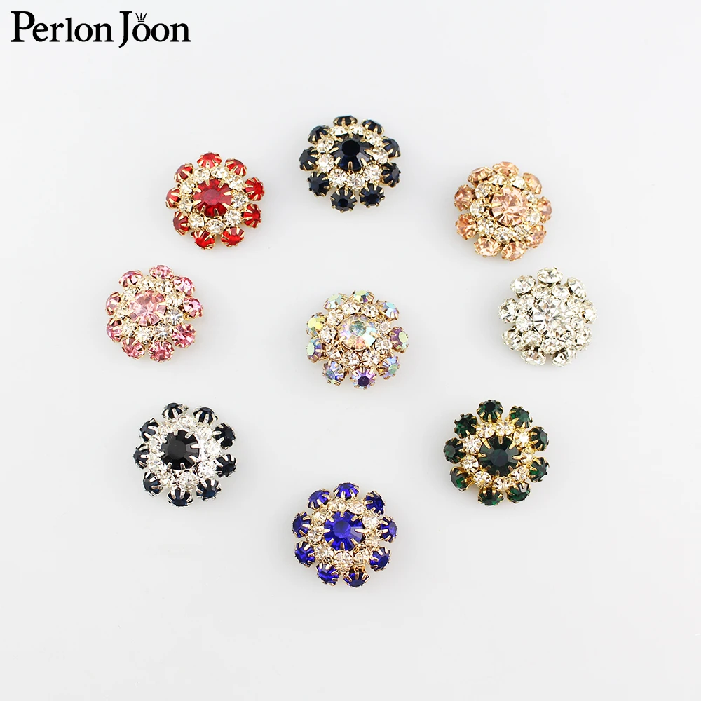 5pcs 22mm multiple color rhinestone button hemisphere crystal  decoration button for needlework cloth dress Accessories NK063