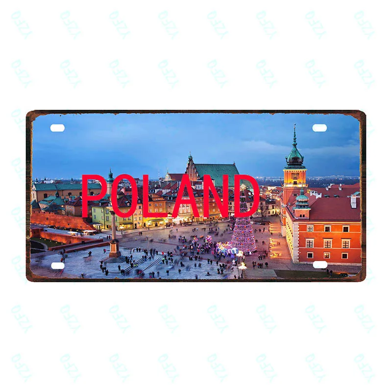 France Poland Thailand Tin Plate Travel Souvenir Poster Vintage Metal Sign For Wall Art Shop Bar Home Decor 30X15CM DC-0