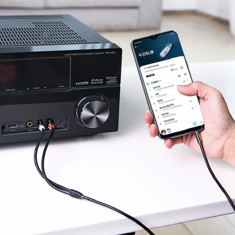 Ugreen Cabo de áudio RCA 3,5 mm Jack 2 macho para 3,5 linha de áudio Aux para home theater fone de ouvido PC