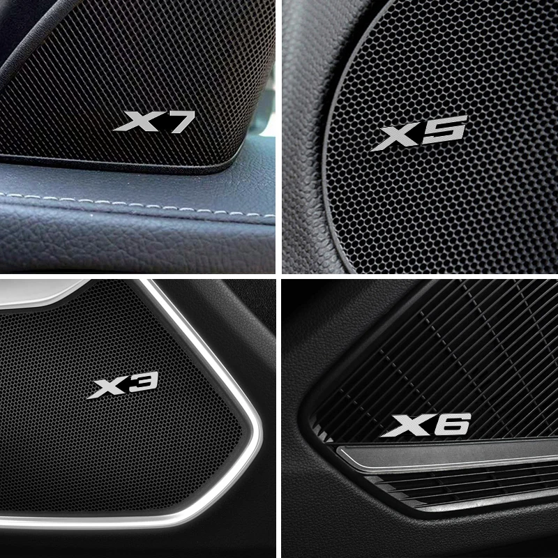 4PCS Car-styling fit For BMW E87 E90 E91 E92 E46 E60 E61 E70 G30 X1 X3 X5 X6 X7 Audio Speaker Badge sticker Emblem