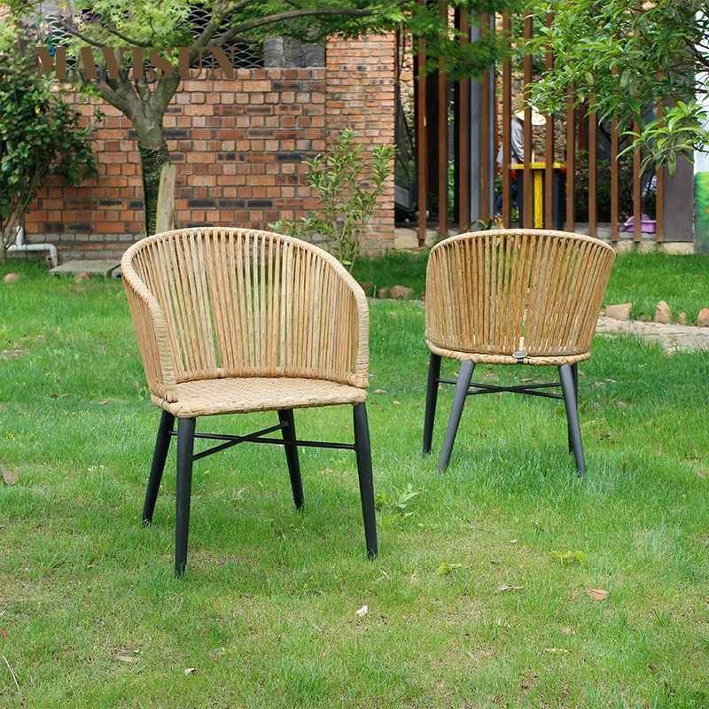 Outside Wicker Tables And Chairs Rattan Lounge Courtyard Balcony Simple Furniture For Hotel Restaurant Office Terrace