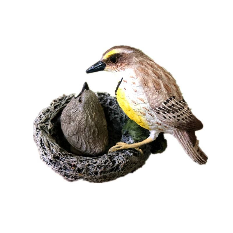 Creative bird feeding ornaments courtyard garden hand-painted imitation birds landing landscape craft decoration