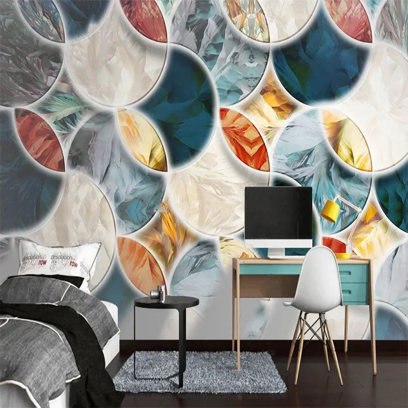 

Custom Self-Adhesive Waterproof Wallpaper Modern Simple Abstract Light Luxury Geometric Dazzling Mirror TV Background Wall Mural