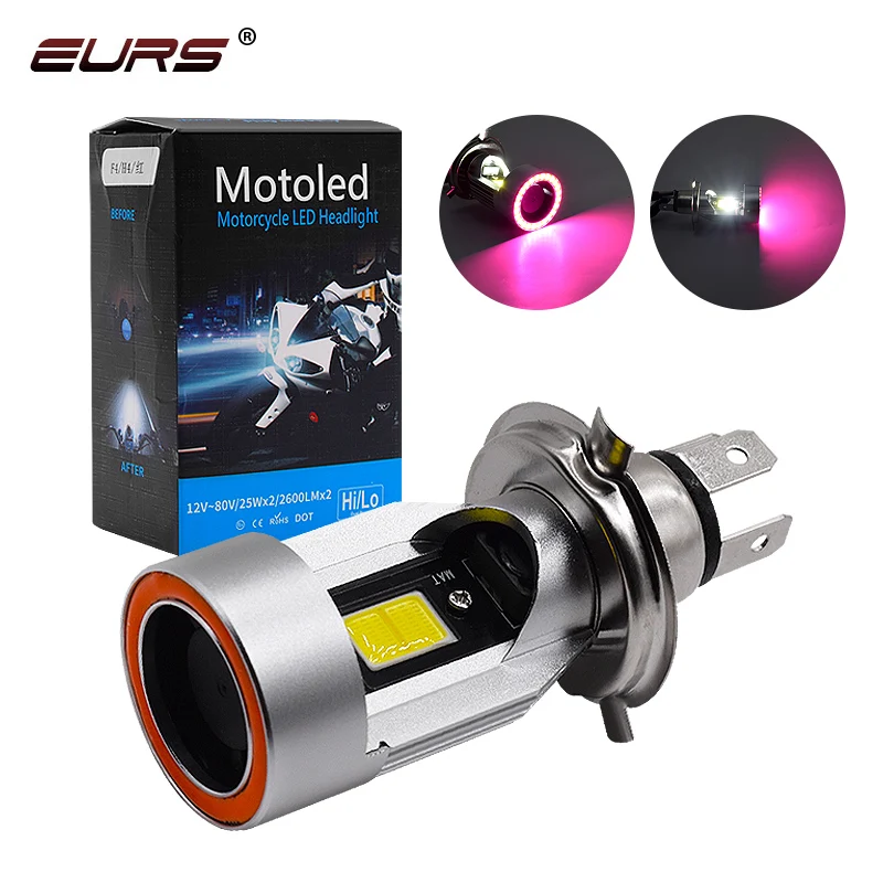 1:1 Reflektor motocyklowy H4 BA20D HS1 Reflektor motocyklowy LED 3200 lm 20 W Super jasny z anielskim okiem Akcesoria motocyklowe