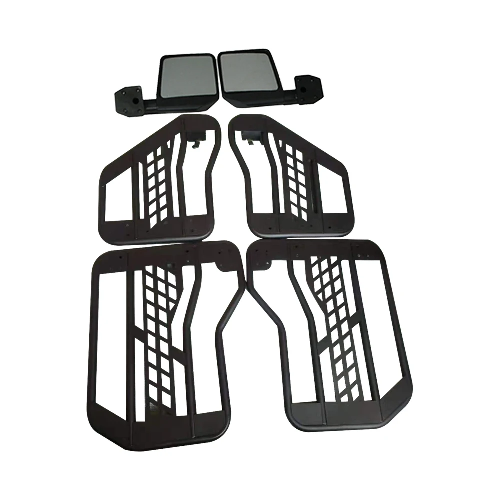 Black 4 PCS Tube Half Door Guards With Side Mirrors For Jeep Wrangler JL 2018+ Gladiator JT 2020+ JL1078