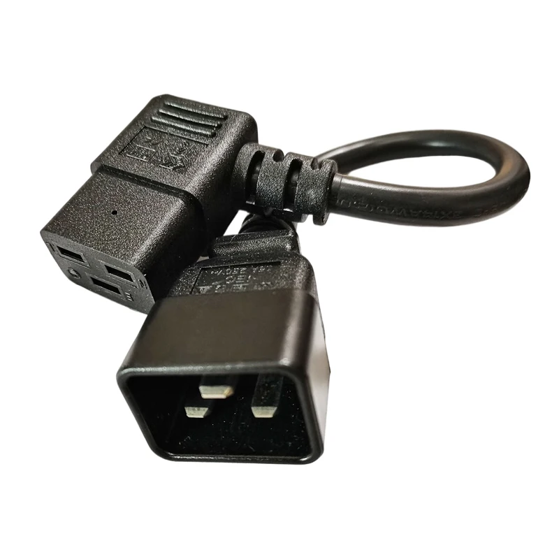 NCHTEK Right Angled C19 Female to C20 Male Plug Power Adapter Extension Cable for PDU UPS / 2PCS