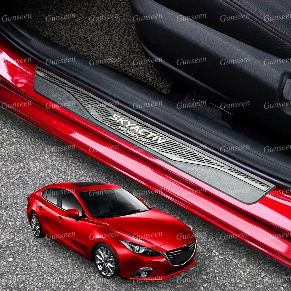 For Mazda 2 3 6 CX30 CX5 Door Sill Protector Accessories Car Threshold Scuff Plate Steel Pedal Trim Sticker Styling 2018 2025