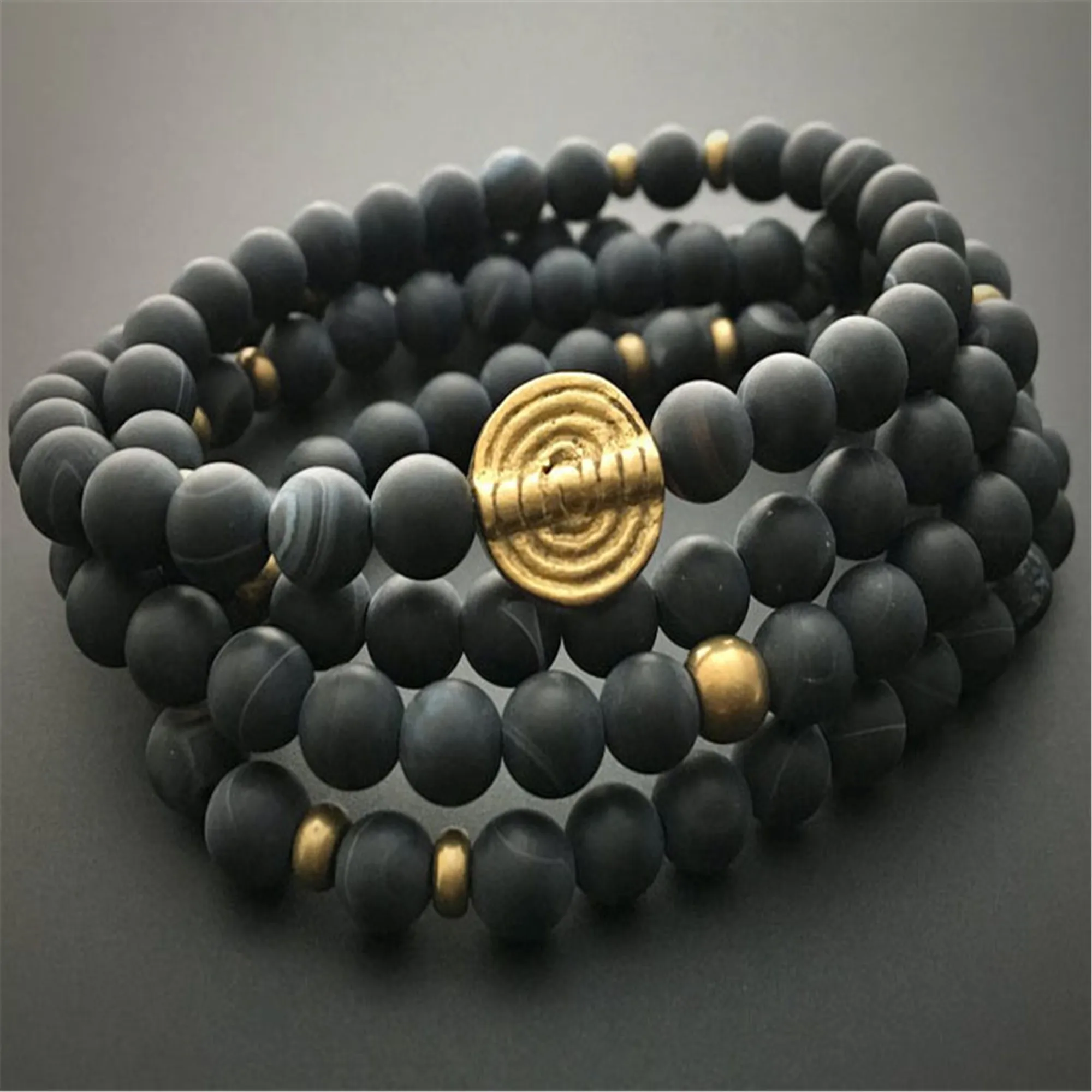 

6mm Natural Black Agate 108 Beads Multi-layer Bracelet Buddhism Reiki Prayer Meditation Bless Cuff Yoga Mala Yoga Mala Men