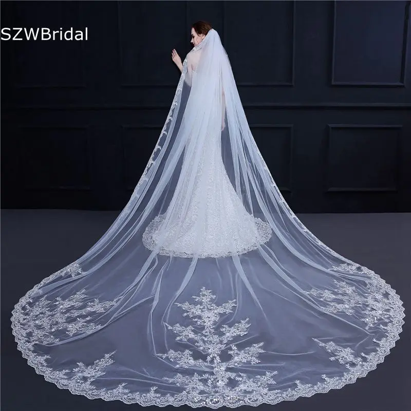 New Arrival Lace Appliques Bridal veils 2025 Welon White Ivory bride accessories Hochzeit Within Wedding hair accessories noiva