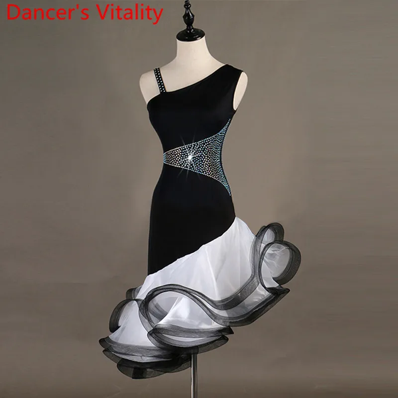 Women\'s Diamond Latin  Dance Sleeveless Tango Dance Dress Modern Dance / Cha Cha / Rumba Competition Dress