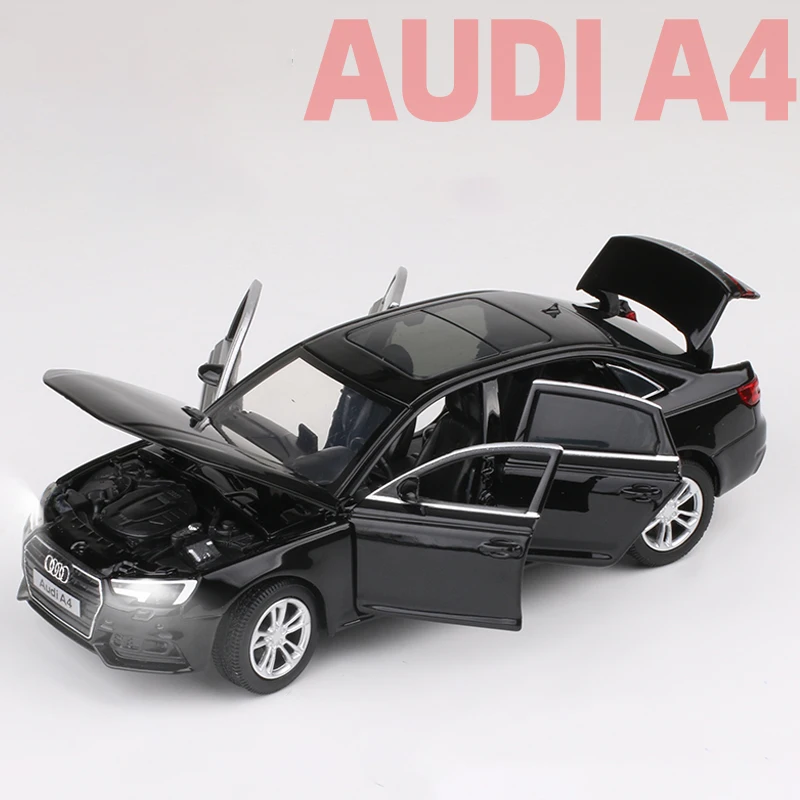 1:32 Audi-A4 Model Diecast Alloy Sports Model Car Pull Back Sound and Light Toys Children Gift Collection Toys