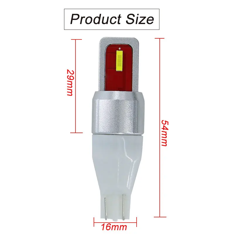 2Pcs T15 Led Bulb W16W 920 921 912 Lamp 2000LM 6SMD Super Bright Car Reverse Backup Lights 6000K White 12V Auto