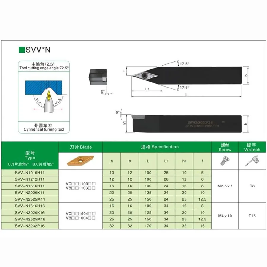 Portaherramientas externo SVVBN1010 SVVBN1212 SVVBN1616H11, SVVBN2020K16, herramienta de torneado SVVBN2525M16, herramientas de torno CNC para inserto VBMT, 1 ud.