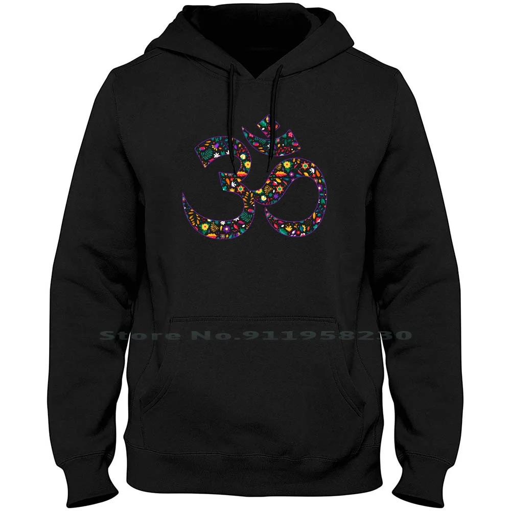 Floral Om Symbol Hoodie Sweater 6XL Big Size Cotton Namaste Buddha Symbol Hippie Floral Flora Lotus Lemon Hindu Yoga Zen Pie