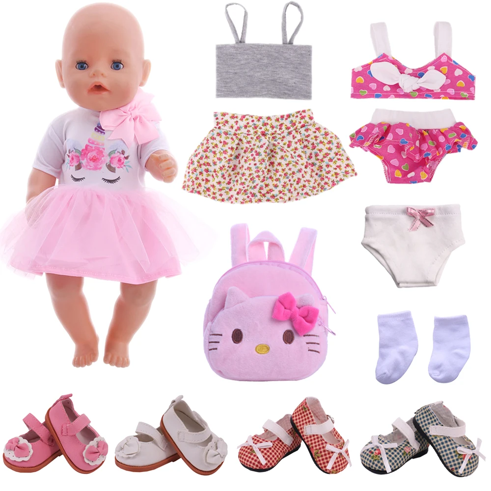 Doll Clothes Unicorn Dresses Shoes Bag Fit 18 Inch American Doll&43 Cm New Reborn Baby Girl Doll Cute Doll Accessories for Girls