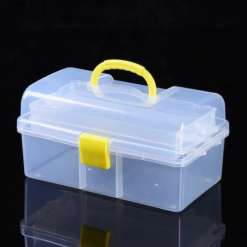 Kotak Alat Lipat Transparan Kotak Kerja Kit Manikur Kabinet Obat Tempat Kerja untuk Perangkat Penyimpanan Casing Bagian Organizer