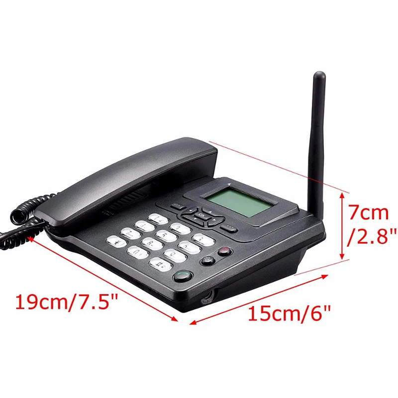 Beamio English Language Wireless Telephone With GSM SIM Card Wall Mount Cordless Phone LCD Screen For Home Office Desktop Black