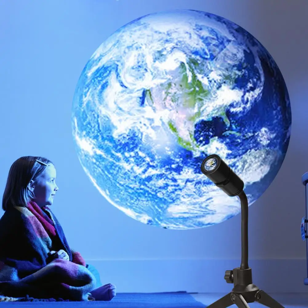 LED Star Projector Night Light 2 In 1 Moon Earth Projector Lamp 360 Rotatable Bracket USB Children's Bedroom Decor Light
