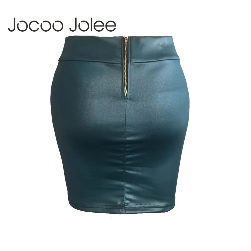 Jocoo Jolee-faldas de cuero sintético para mujer, minifaldas sexys con cremallera trasera, Bodycon, a la moda, baratas, Otoño, 2019