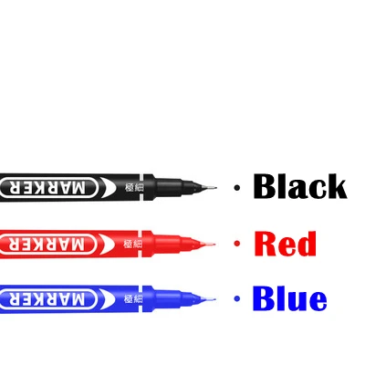 6 Pcs/Set Wholesale Twin Tip Permanent Marker Pen Fine Point Waterproof Ink Thin Nib Crude Nib Black Ink 0.5mm-1mm Fine Color