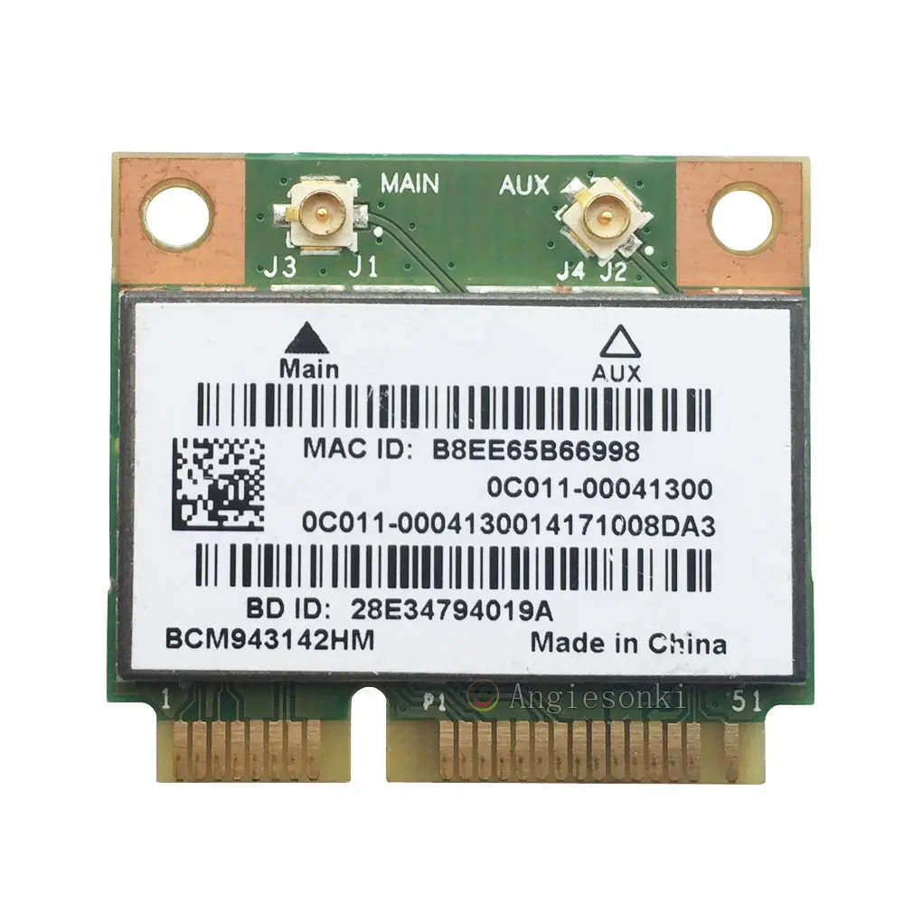 

BROADCOM BCM943142HM 43142HM 802.11 b/g/n Wifi + Bluetooth 0C011-00041300 Half Mini PCIe Wireless Card