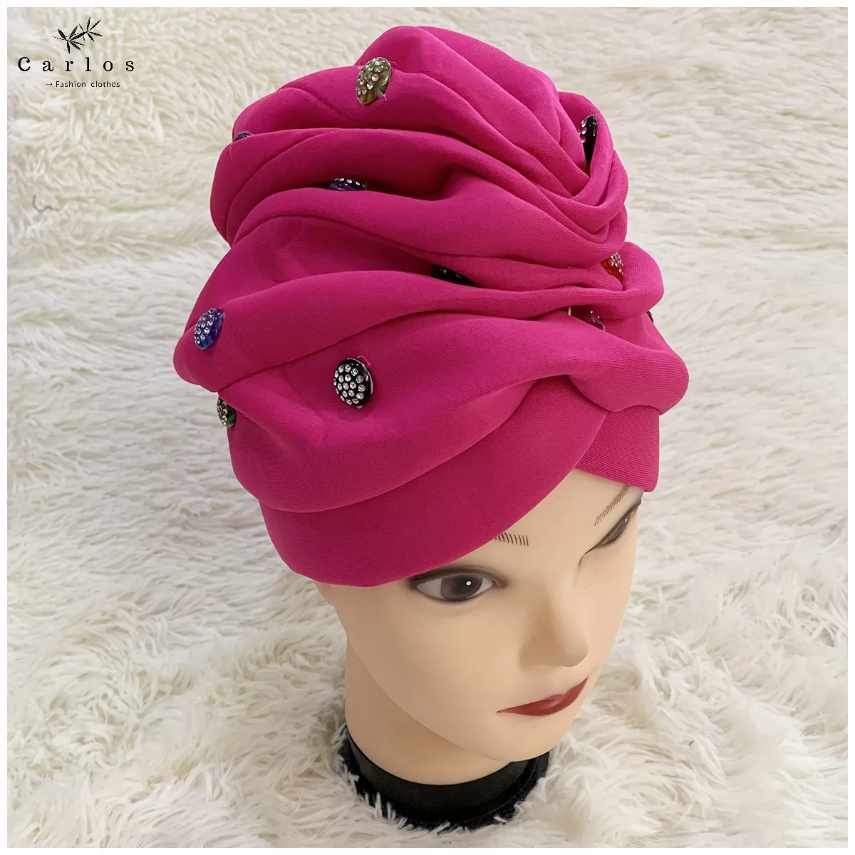 12 Pieces Set Of Fashionable Muslim Women Headscarf Space Layer Fabric Applique Headwear Solid Indian Bean Hair Hat Lady Hat