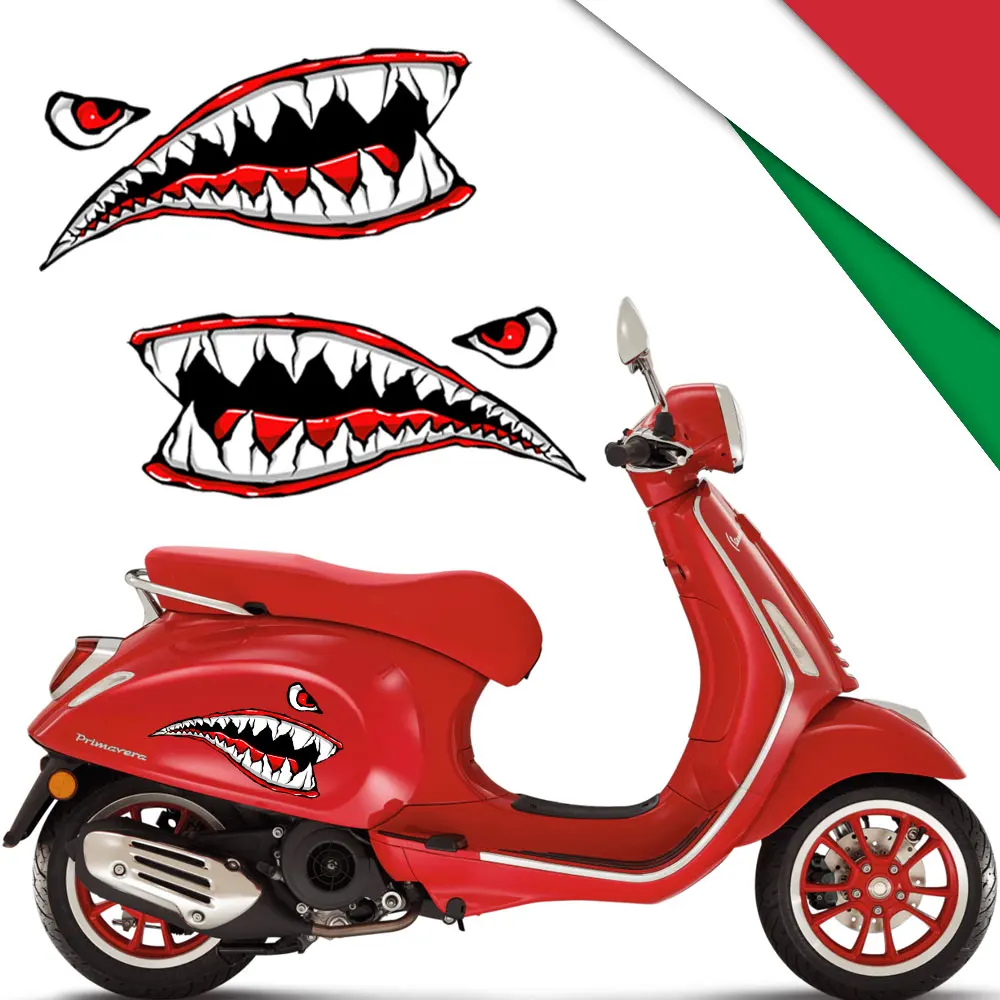 Reflective Shark Teeth Motorcycle Decal Stickers For Vespa PIAGGIO GTS GTV LXV LT PX 50 125 150 250 300ie Sprint Primavera Super