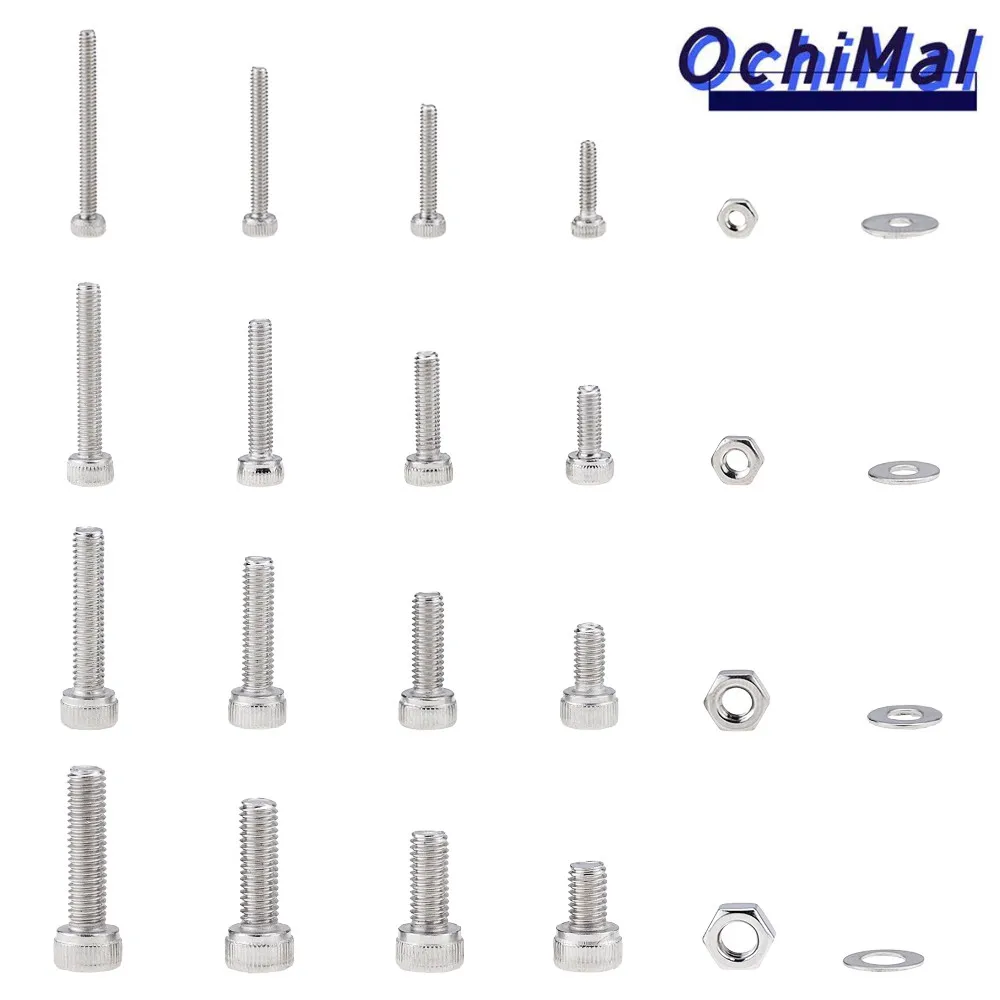 880pcs/box Hex Socket Head Cap Screw Set M2 M3 M4 M5 Stainless Steel Hexagon Flat Round Cap Head Screw Kit Assortment