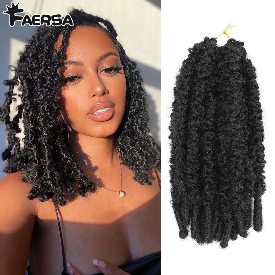 

Butterfly Locs Crochet Hair Soft African Faux Locs Synthetic Braid Hair Extensions For Black Women Pre-Loop Passion Twist Faersa