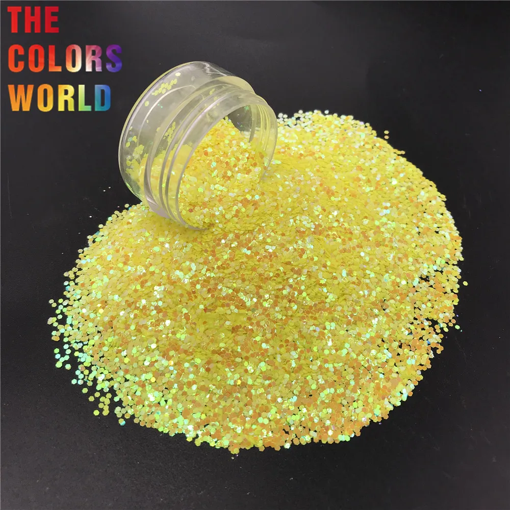 

TCI50 Pearlescent Iridescent Light Yellow Color Hexagon Shape Nail Glitter Art Decoration Nail Gel Makeup Crafts DIY Accessorie