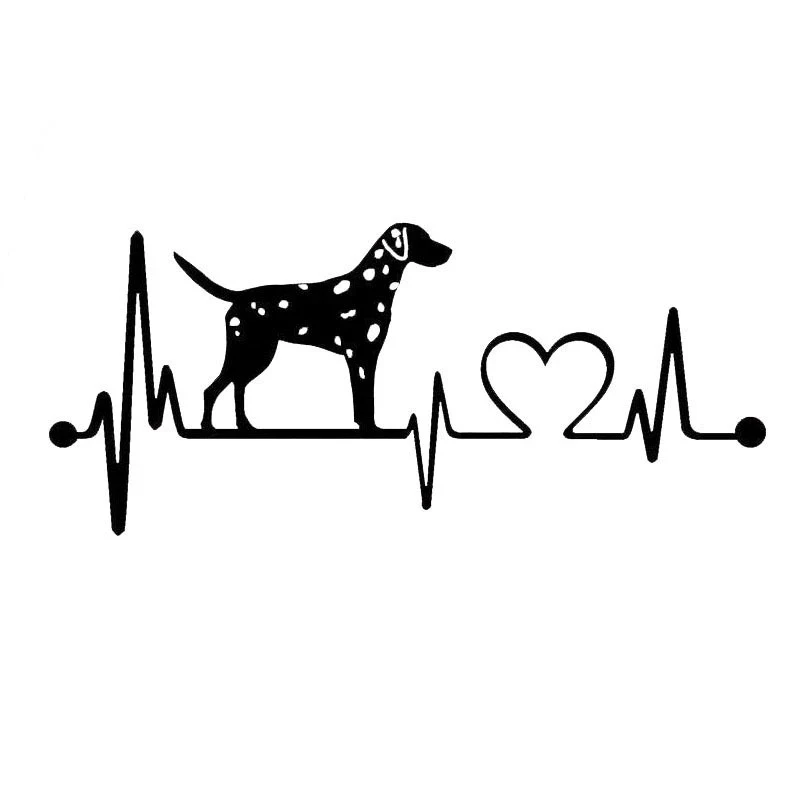 S51234 Various Sizes/Colors Car Stickers Vinyl Decal Dalmatian Heartbeat Dog Motorcycle Decorative Accessories Creative