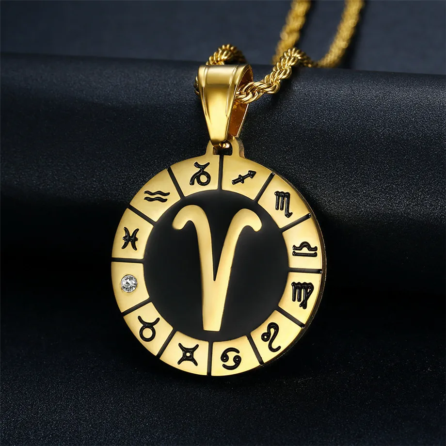 Leo 12 konstelacji naszyjnik prezenty urodzinowe złoty kolor wisiorek amulet ze stali nierdzewnej znak zodiaku biżuteria Collier Dropshipping — zdjęcie 4