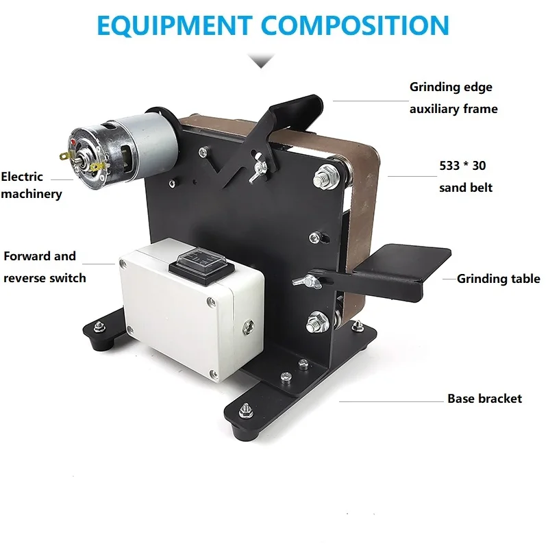 30# 775 Motor 110V / 220V High Speed Diy Polishing Cutter Grinder Multifunctional Grinder Electric Abrasive Belt Grinder Sander