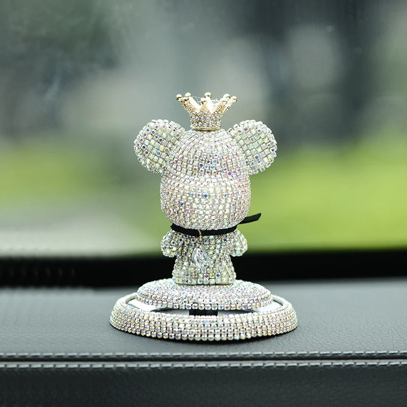 Cute Cartoon ponury niedźwiedź odświeżacz powietrza do samochodu diament Ornament Auto Dashboard dekoracja wnętrz kryształ stałe odświeżacz do samochodu naklejki — zdjęcie 6