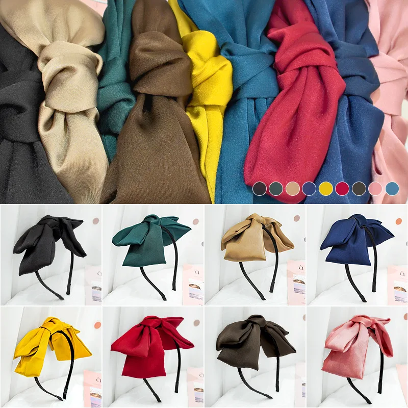 Korean New Style Big Bow Headband Japanese Simple Girl's Solid Color Headdress Oversized Ins Headband Headband