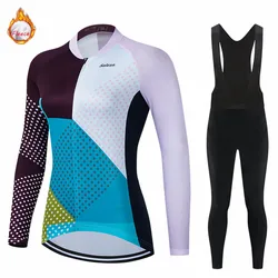 Women Winter Thermal Fleece Winter Cycling Clothing Long Sleeve Jersey Suit Triathlon Outdoor Riding Bike MTB Clothing Jersey