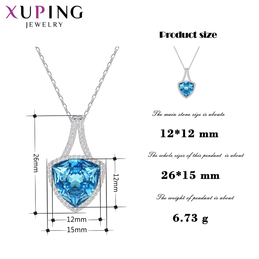 Xuping Jewelry Fashion Triangular Shape Crystal Pendantl Necklace for Ladies 40183